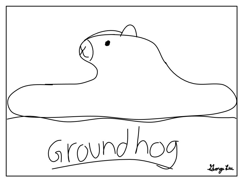 A groundhog sits on the ground, occupying the entire universe.